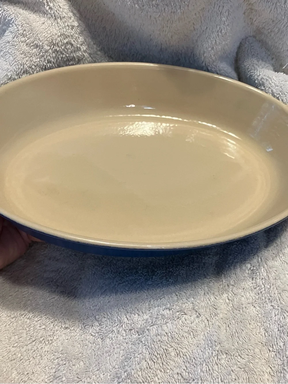 Vintage Le Creuset Cobalt Blue Ceramic Oval Baking Dish with Side Handles #28